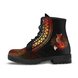 LOẠI LEATHER Fox Gift Fox Mandala Leather Boots NHD