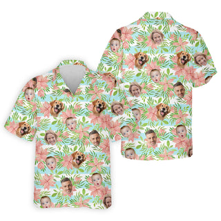 Hawaiian Punch Hibiscus  Pink And Green Shirt  Custom Face Shirt  Flower Men Shirt  Best Gifts For Men Golfers HG