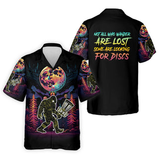 Not All Who Wander Are Lost Bigfoot Discs Golf Men's Golf    Mens Golf Gift  Funny Hawaiian Shirt HG
