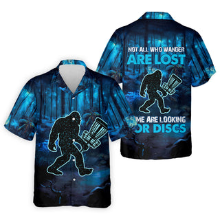 Not All Who Wander Are Lost Bigfoot Discs Golf Men's Golf    Funny Hawaiian Shirt HG  Dad Golf Gift