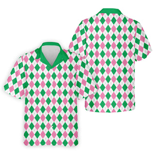 Green Pink Argyle Men Golf Hawaiian Shirt HG s  Funny Golf  s  Unique Gift For Golfer