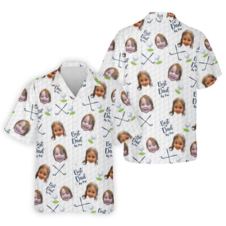 Custom Face Kids Photo  Best Papa By Par Funny Polo Hawaiian Shirt HG   Christmas Golf Gift