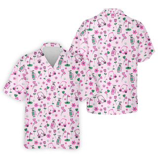 Seamless Pink Green Funny Womens Golf Hawaiian Shirt HG   Ladies Hawaiian Shirt HG   Mothers Day Gifts