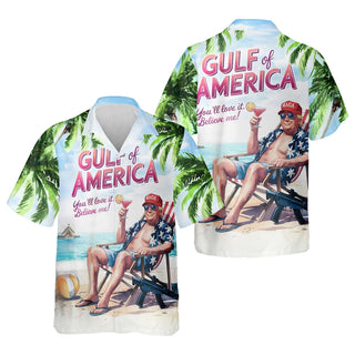Gulf Of America Shirt  US Patriotic Pride Unisex Tropical Hawaiian Aloha Shirt  Summer Vacation HG