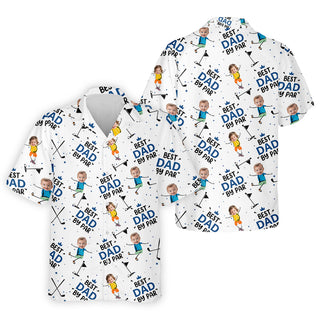 Best Dad By Par Custom Face Kids Photo  Funny Golf  Hawaiian Shirt HG  Christmas Golf Gift