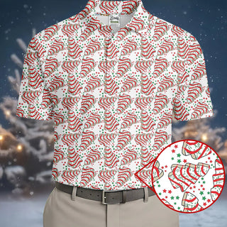 Christmas Tree Cakes White And Red Golf Tops For Men  Christmas Golf Shirt  HG Polo Shirt HGs For Men