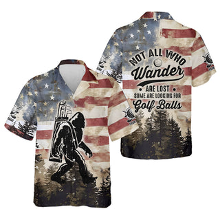 Patriotic Golf  s  Bigfoot Hawaiian Shirt HG  Men's Long Seeve Hawaiian Shirt HG   Golf Gifts For Men