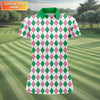 Green Pink Argyle Sleeveless Womens Golf Shirts  Ladies Pink Golf Shirt  HG Womens Golf Polo Shirt HGs  Womens Golf Tops