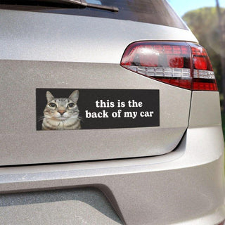 This is the Back of My Car HFN Car Magnet Funny Cat Meme Black and White Unhinged Cat
