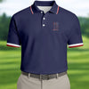 Golf Clubs America Flag Logo 250th Anniversary Navy Golf Shirt  HG Patriotic Golf Shirt  HG Golf Shirts For Men