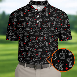 Naughty Position Stick Figure Couple Black Golf Shirt HG   Golfer Valentines Gift  Fun Golf Shirt HG s For Men