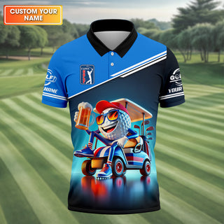 I Love Golf Custom Men's Golf Polo Shirt HG  Funny Beer Polo Shirt HG Dad Golf Gifts