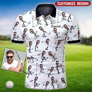 Custom Photo Funny Golf Polo Shirt HGs  Golfing Apparel  Golf Gift For Men
