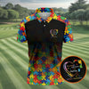 In A World Where You Can Be Anything Be Kind Autism Awareness Puzzle Pattern Black Fade Men's Golf Shirt Polo Shirt HG