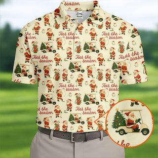 Tees The Season Funny Santa Claus Golf Tops For Men  Christmas Polo Shirt HG Polo Shirt HGs For Men  Golf Gift For Men