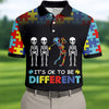 It's Ok To Be Different Men Polo Shirt HG  Autism Awareness Puzzle Pattern Black Fade Golf Shirts For Men  Autism Golf Shirt