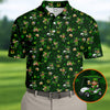 St Patrick's Day Golf Leprechaun Pose Shamrock Golf Shirt  HG Fun Golf Shirts For Men  Polo For Men