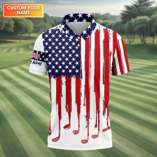 American Flag Custom Golf Polo Shirt HG  Funny Golf Shirt  HG 4th Of July Golf Shirt  HG America 250 Anniversary Shirt