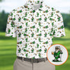 St Patrick's Day Leprechaun Character Golf And Beer White Polo Shirt HG Fun Golf Shirts For Men  Polo For Men