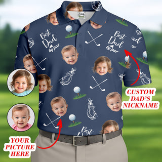 Best Dad By Par Custom Photo Golf Shirt  HG Fun Golf Shirt  HG Best Golf Gift For Dad