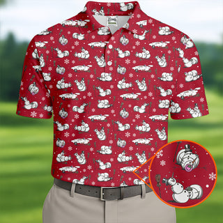 Funny Snowman Naughty Couple Red Golf Shirt HG   Christmas Golf Shirt HG   Golf Gift For Him  Polo Shirts For Men