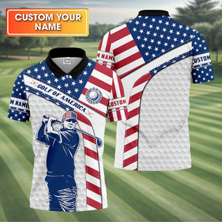 Funny Tru.mp HG Golf Of America Custom Polos For Men  Mens Golf Gift  US 250 Anniversary Golfing Apparel