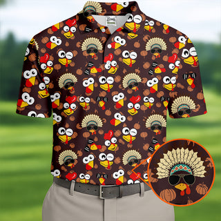 Thanksgiving Polo Golf Tops For Men  Pumpkin Turkey Fun Golf Shirt HG s For Men  Thanksgiving Golf Gift For Men