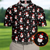 Cute Snowman Golf Pose Black Polo Shirt HG Christmas Polo Shirt HG Golf Shirts For Men  Golf Gift For Men