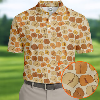 Funny Peach Golf Tops For Men  Men's HG Funny Golf Shirts  Unique Gift For Golfer  Golfing Apparel