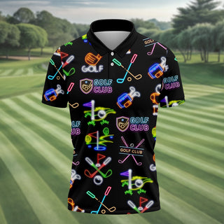 Neon Golf Clubs Men's Golf Polo Shirt HG  Funny Polo Shirt HG Dad Golf Gift  Christmas Golf Gift