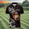 Flaming Dragon Custom Golf Polo Shirt  Dad Golf Gift  Golf Lover Gifts HG