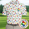 Awareness Understanding Acceptance Autism White Golf Shirt  HG Autism Awareness Colors Golf Shirts For Men