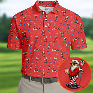 4th Of July Funny Man Golf And Beer Red Golf Shirt HG   Patriotic Golf Shirt HG   250th Anniversary Golf Shirt HG s For Men