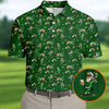 St Patrick's Day Leprechaun Character Golf And Beer Green Polo Shirt HG Fun Golf Shirts For Men  Polo For Men