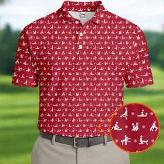 Funny Stick Figure Naughty Couple Red Golf Shirt HG   Valentines Golf Gift  Polo Shirts For Men  Golf Gift For Men