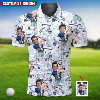 Custom Photo Funny Golf Polo Shirt HGs With Faces  Hilarious Golf Shirts For Dad