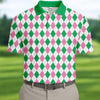 Green Pink Argyle Men HG Golf Shirts  Funny Golf Polos  Unique Gift For Golfer