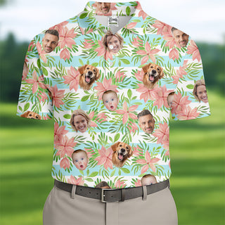 Hawaiian Punch Hibiscus  Pink And Green Shirt  Custom Face Shirt  Flower Men Shirt  Best Gifts For Men Golfers HG