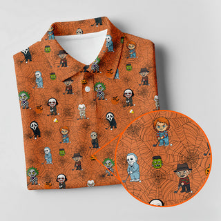 Funny Horror Character Orange Golf Polo Shirt  Horror Movie Shirt  Halloween Golf Shirt HG   Womens Golf Polo