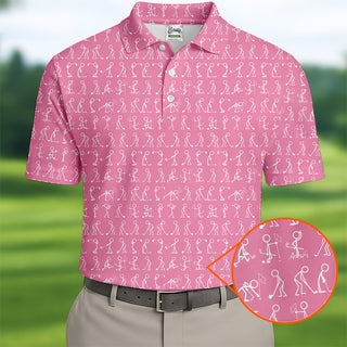 Funny Stick Figure Men's Golf Shirt HG   Pink Golf Shirt HG   Golf Shirt HG s For Men  Fun Golf Shirt HG  For Men