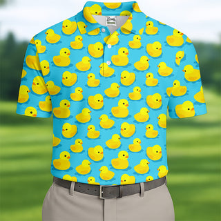 Funny Yellow Duck Men's Golf Polo Shirt  Fun Golf Polo Shirt  Men Fun Golf Shirt HG s  Golf Gift For Him