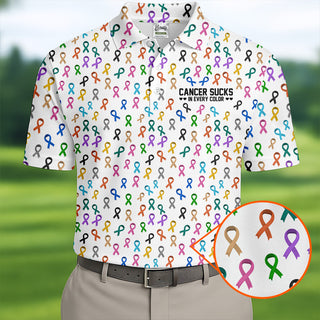 Cancer Sucks In Every Color  Cancer Survivor Shirt  Couple Polo Shirt HG Matching Polo Shirt HG His And Hers Golf Shirts