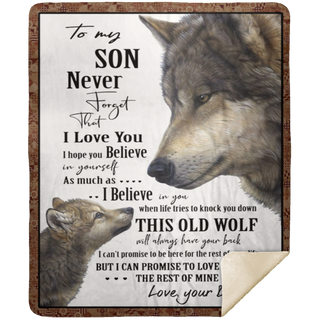 Gift For Wolf Lover Birthday Presents For Dad Wolf Dad to Son Native Premium Sherpa Blanket Gift To Son MSHM Premium Sherpa Blanket 50x60