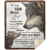 Gift For Wolf Lover Birthday Presents For Dad Wolf Dad to Son Native Premium Sherpa Blanket Gift To Son MSHM Premium Sherpa Blanket 50x60