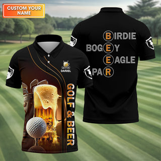Golf And Beer Custom Men's Golf Polo Shirt  Funny Golf Shirt HG   Gift For Golfers