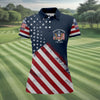 US Bald Eagle Distressed Flag 250 Faith Cross Ladies Golf Tops  Patriotic 4th Of July Polo Shirt HGFor Women