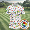 Awareness Understanding Acceptance Autism White Golf Shirt  HG Autism Awareness Colors Golf Shirts For Men