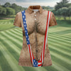 Hairy Body Funny Print Patriotic Golf Shirt  HG 250th Anniversary 4th Of July Golf Shirt  HGFor Women