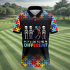 It's Ok To Be Different Men Polo Shirt HG  Autism Awareness Puzzle Pattern Black Fade Golf Shirts For Men  Autism Golf Shirt