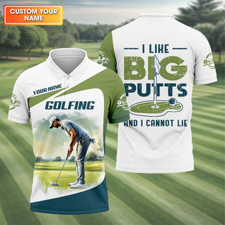 Custom I Like Big Putts And I Can Not Lie Funny Golf Polo Shirt  Gift For Golfers  Mens Golf Gift HG